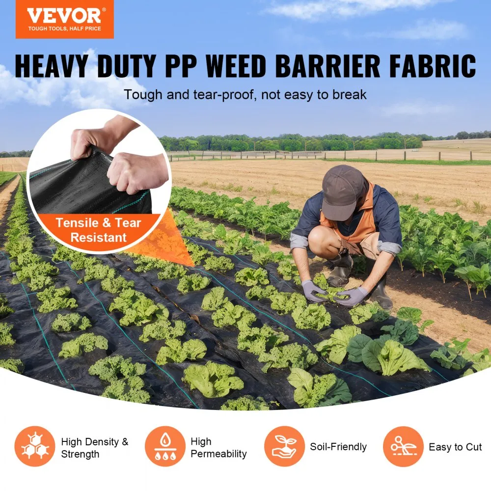 03012 VEVOR Weed Barrier Fabric 6 x 300 FT Heavy D detail photo 2