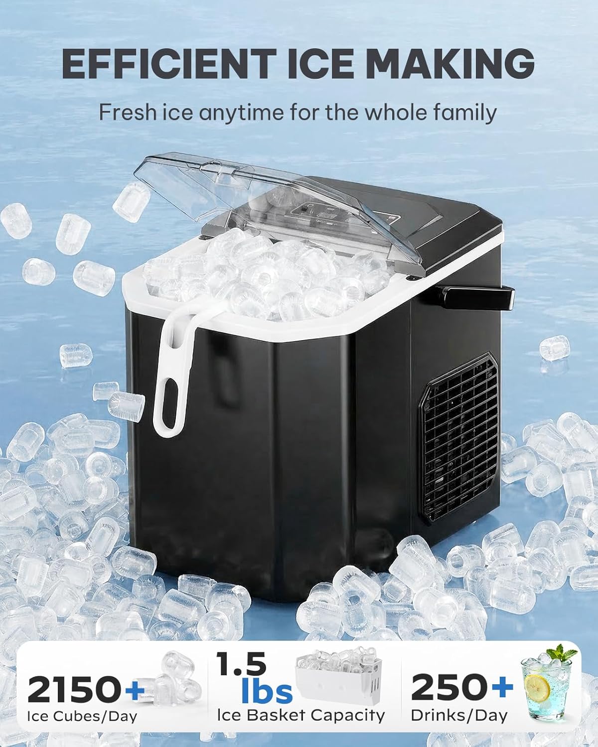 02874 Silonn Countertop Ice Maker SLIM21B Portable detail photo 4