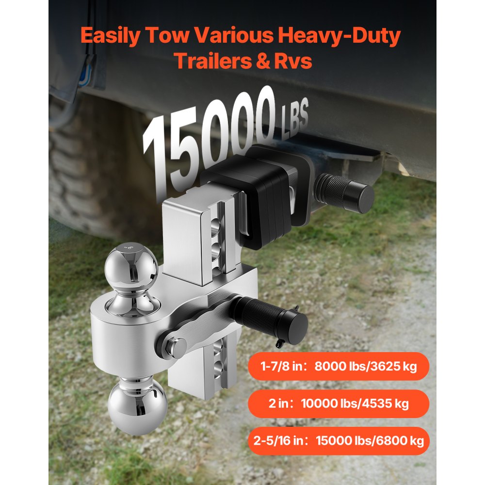 03016 VEVOR Ball Mount Hitch AL-2-drop6 2 Inch Rec detail photo 2