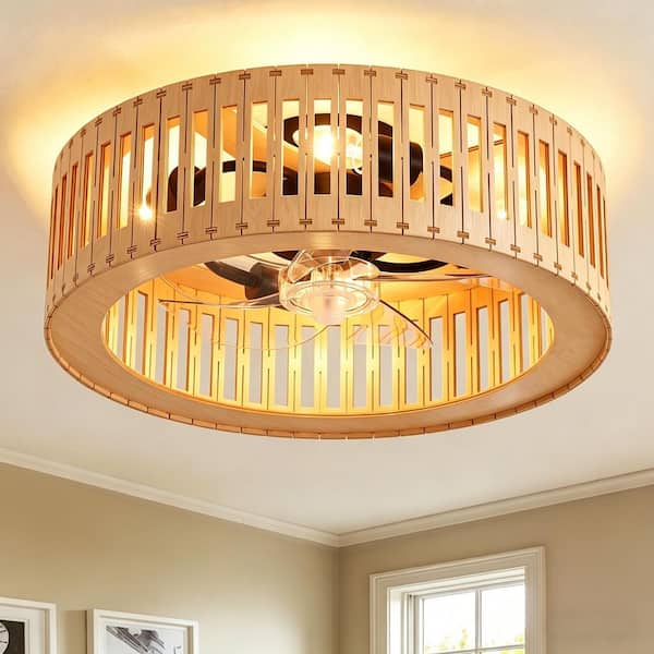 03494 Caged Ceiling Fan With Light And Remote Wood detail photo 2