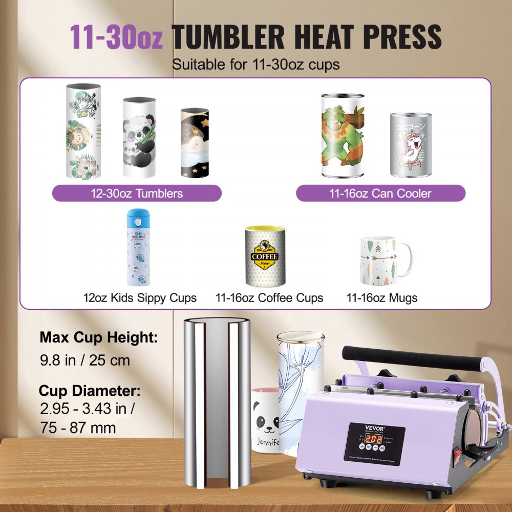 02572 VEVOR WBFCHP30OZ Heat Press Machine For Mugs detail photo 2