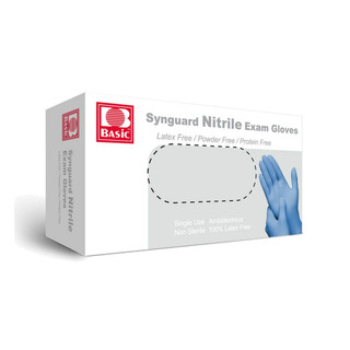 Basic Synguard Nitrile Exam Gloves Small 100 Count NGPF101C4, stock photo — view 1