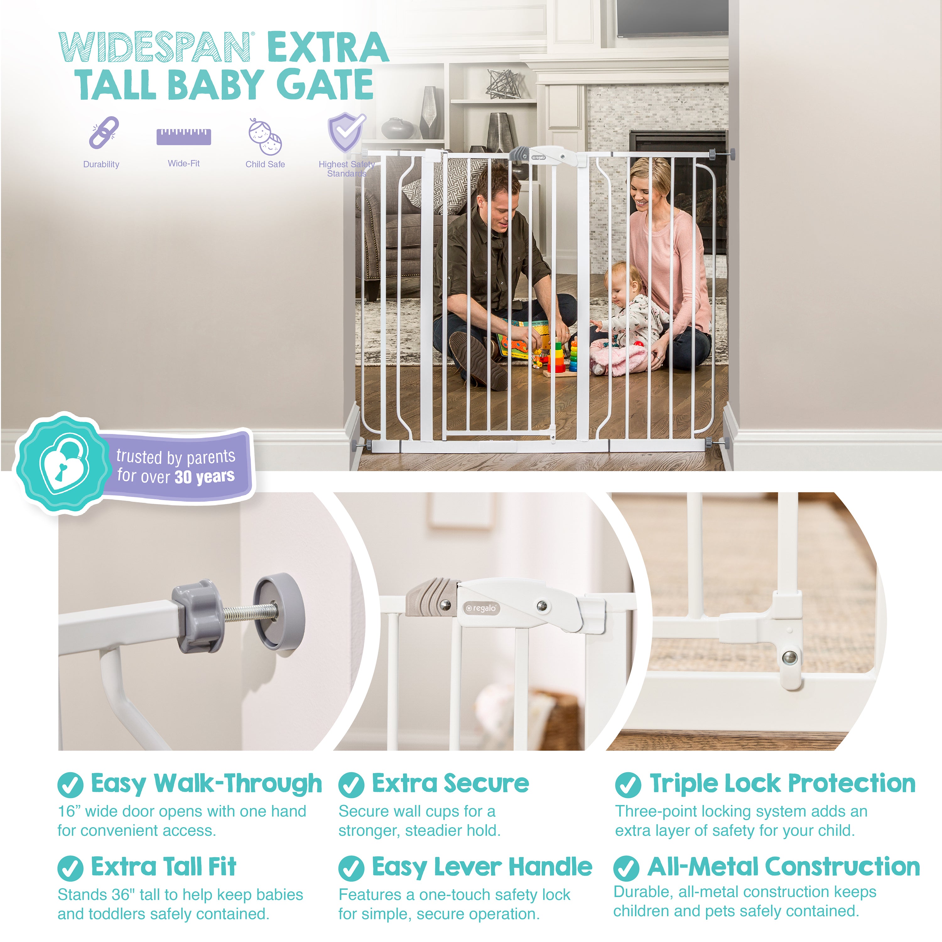 03438 Regalo Widespan Extra Tall Safety Gate Model detail photo 5