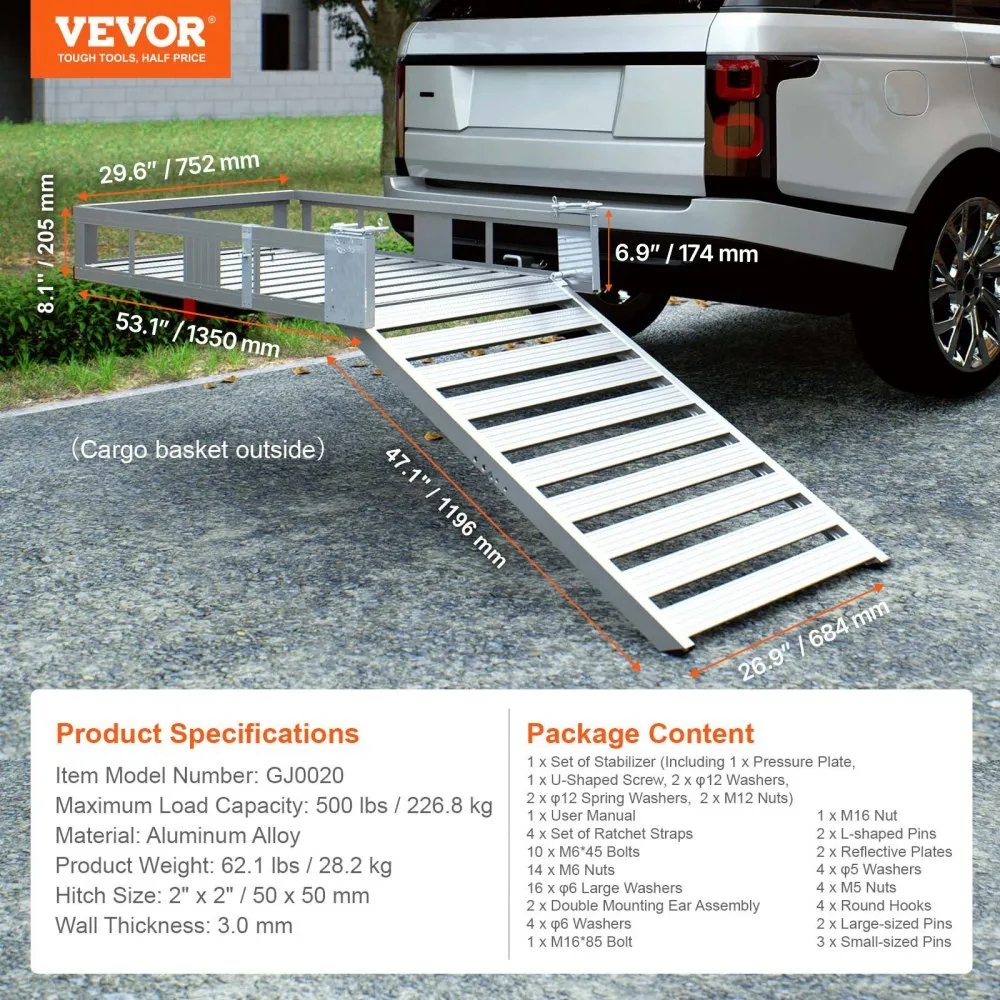 Aluminum Hitch Cargo Carrier with Folding Ramp and Structural Damage detail photo 7