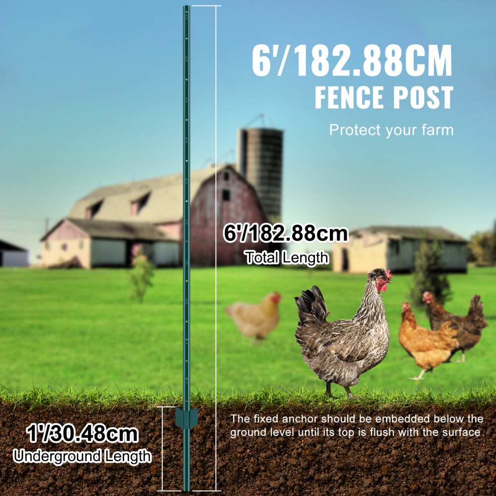 02981 Green Steel U-Channel Garden Fence Posts wit detail photo 3
