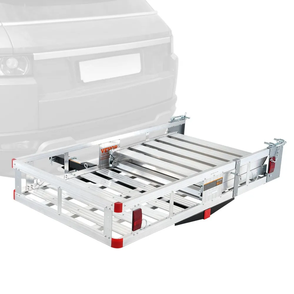 Aluminum Hitch Cargo Carrier with Folding Ramp and Structural Damage, stock photo — view 1
