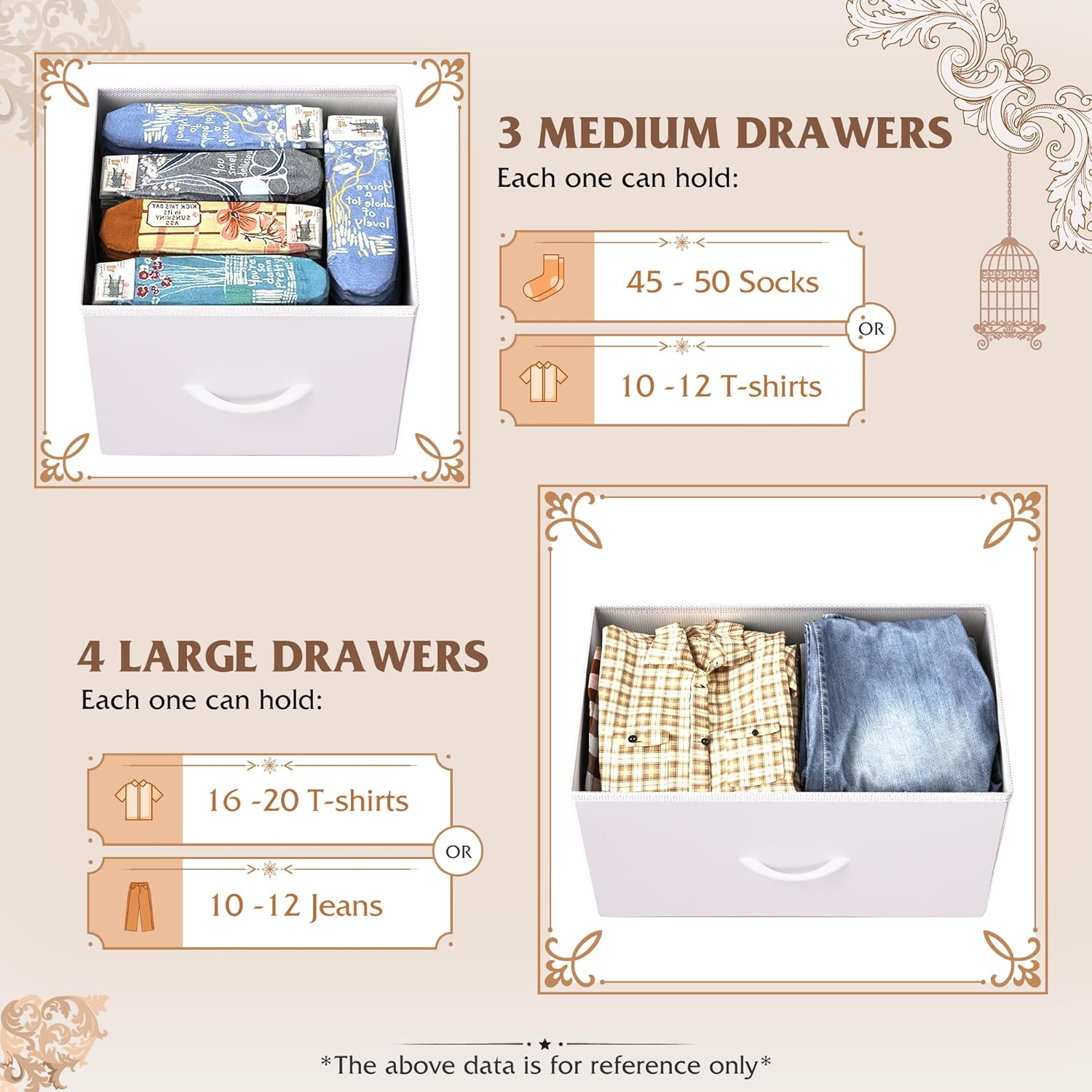 WLIVE 7-Drawer Dresser Tower Storage Cabinet White Fabric Bins detail photo 5
