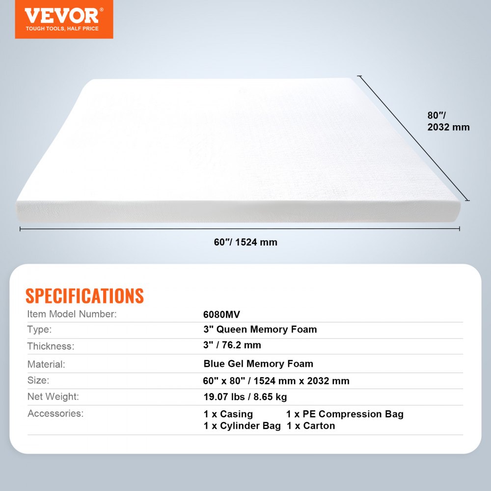 03467 Unbranded Full Size 3-Inch Gel Memory Foam M detail photo 7