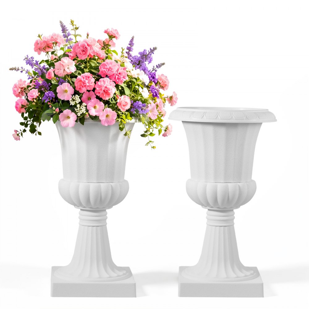 02414 VEVOR White Plastic Urn Planter Parts — Size, stock photo — view 1