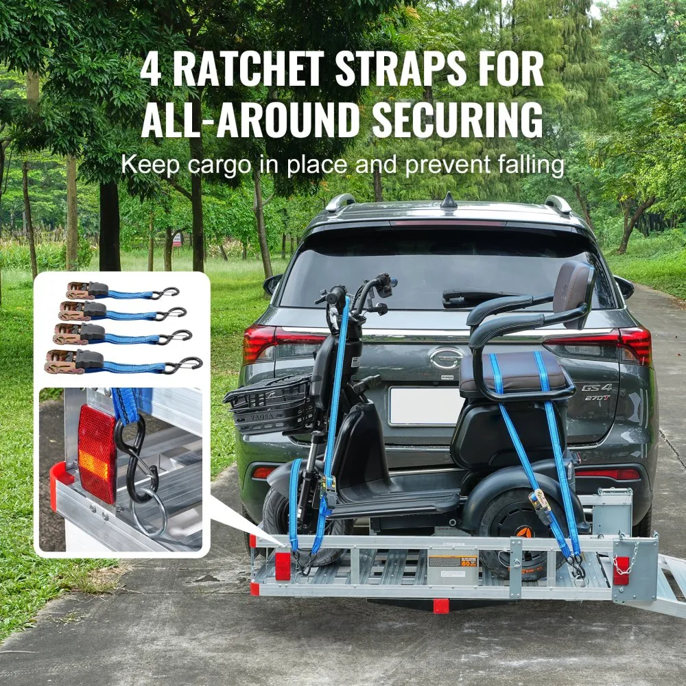 Aluminum Hitch Cargo Carrier with Folding Ramp and Structural Damage detail photo 5