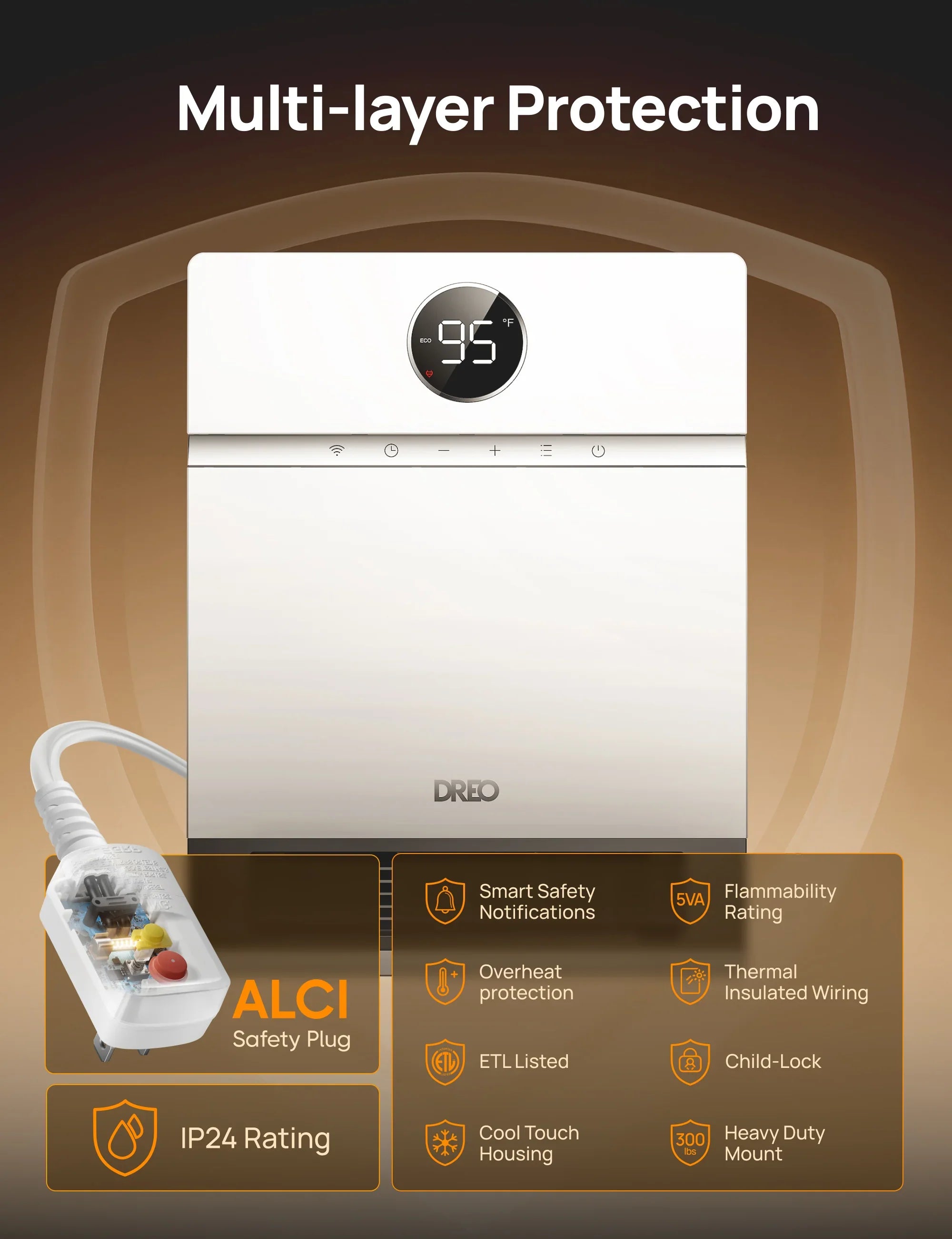 03194 DREO Smart Wall Mounted Heater with ALCI Plu detail photo 5