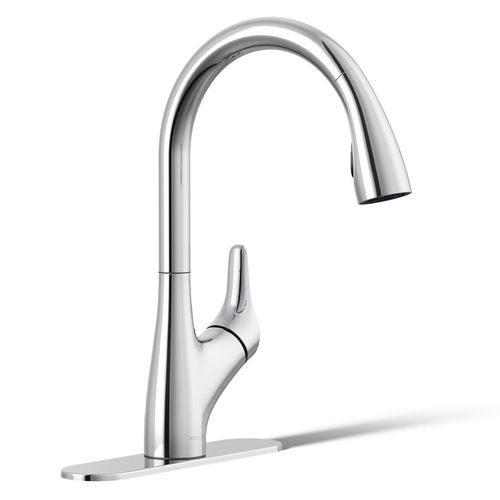 Kohler 30469-CP Rival Pull-Down Kitchen Faucet Polished Chrome detail photo 2