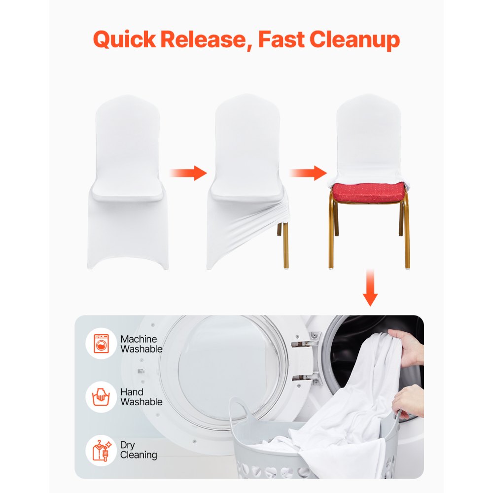 02947 VEVOR White Spandex Banquet Chair Covers — Q detail photo 5