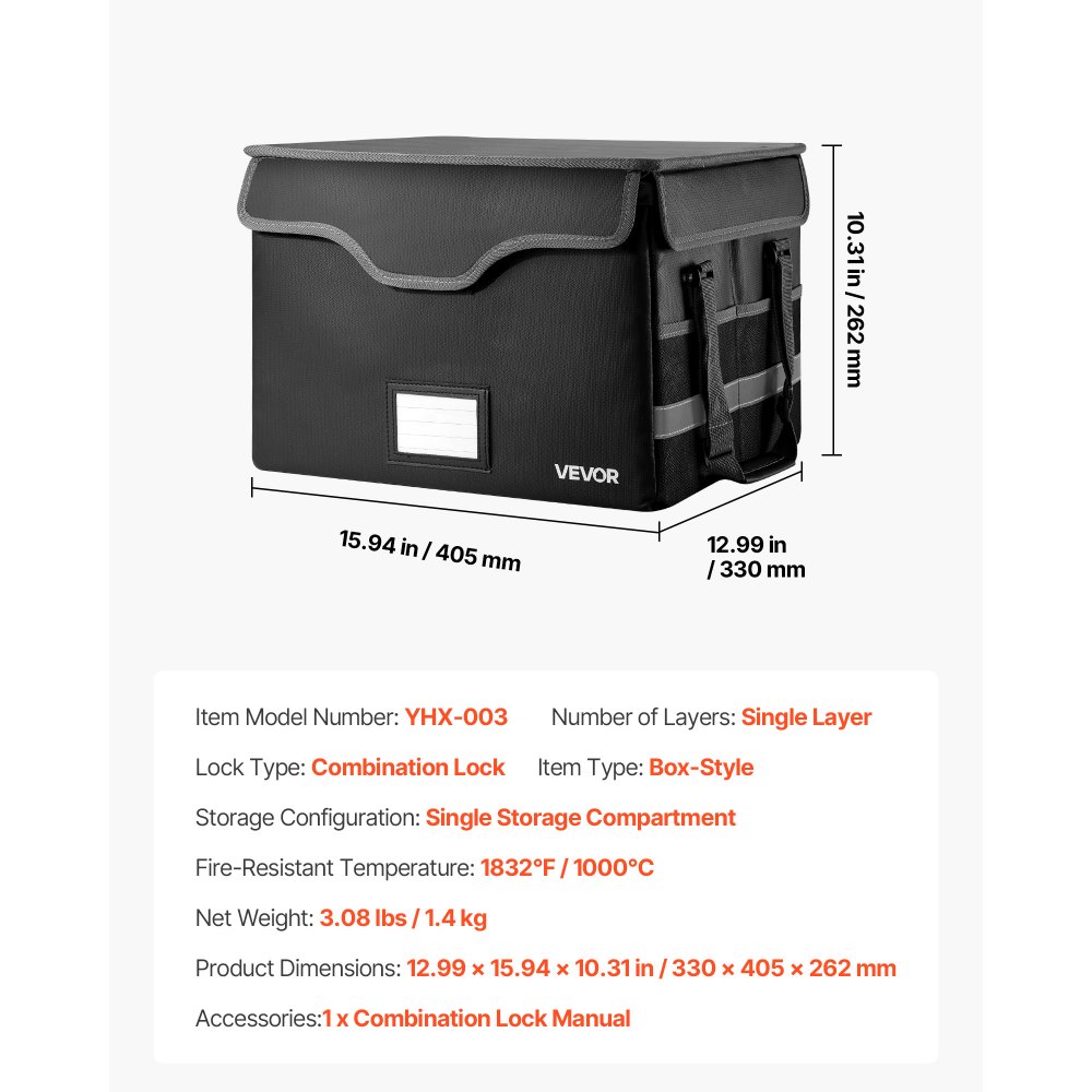 02848 VEVOR Fireproof Document Bag with Combinatio detail photo 8