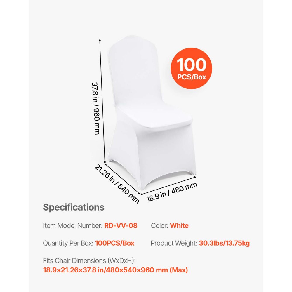 02947 VEVOR White Spandex Banquet Chair Covers — Q detail photo 7