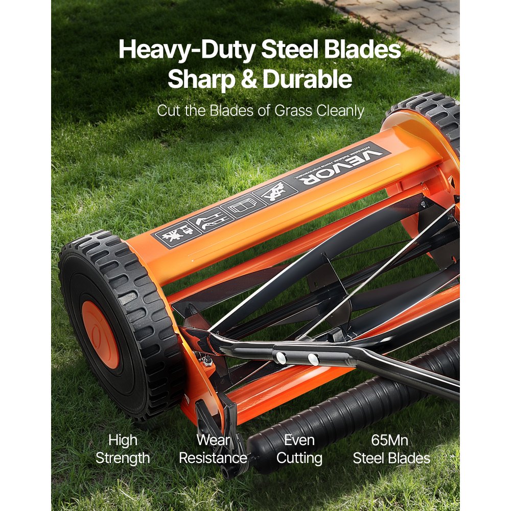 02953 VEVOR Manual Reel Lawn Mower with Grass Catc detail photo 3