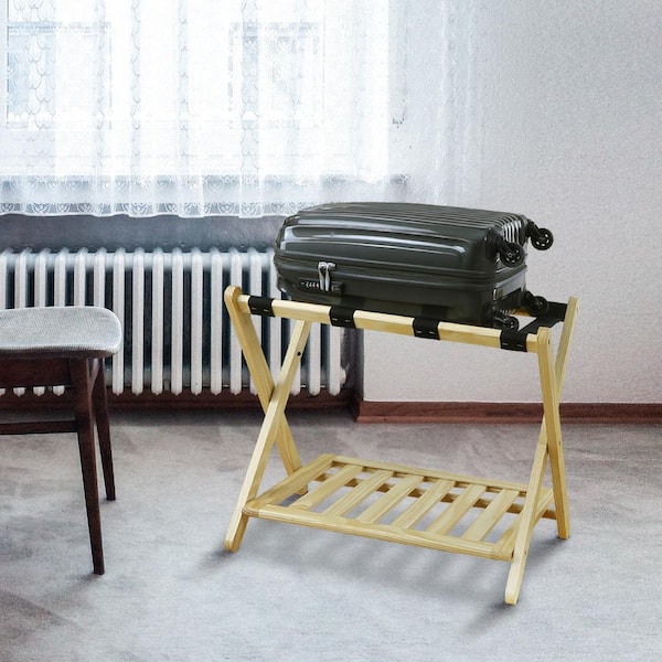 03446 OAKVIVO Wooden Luggage Rack with Lower Shelf, stock photo — view 1