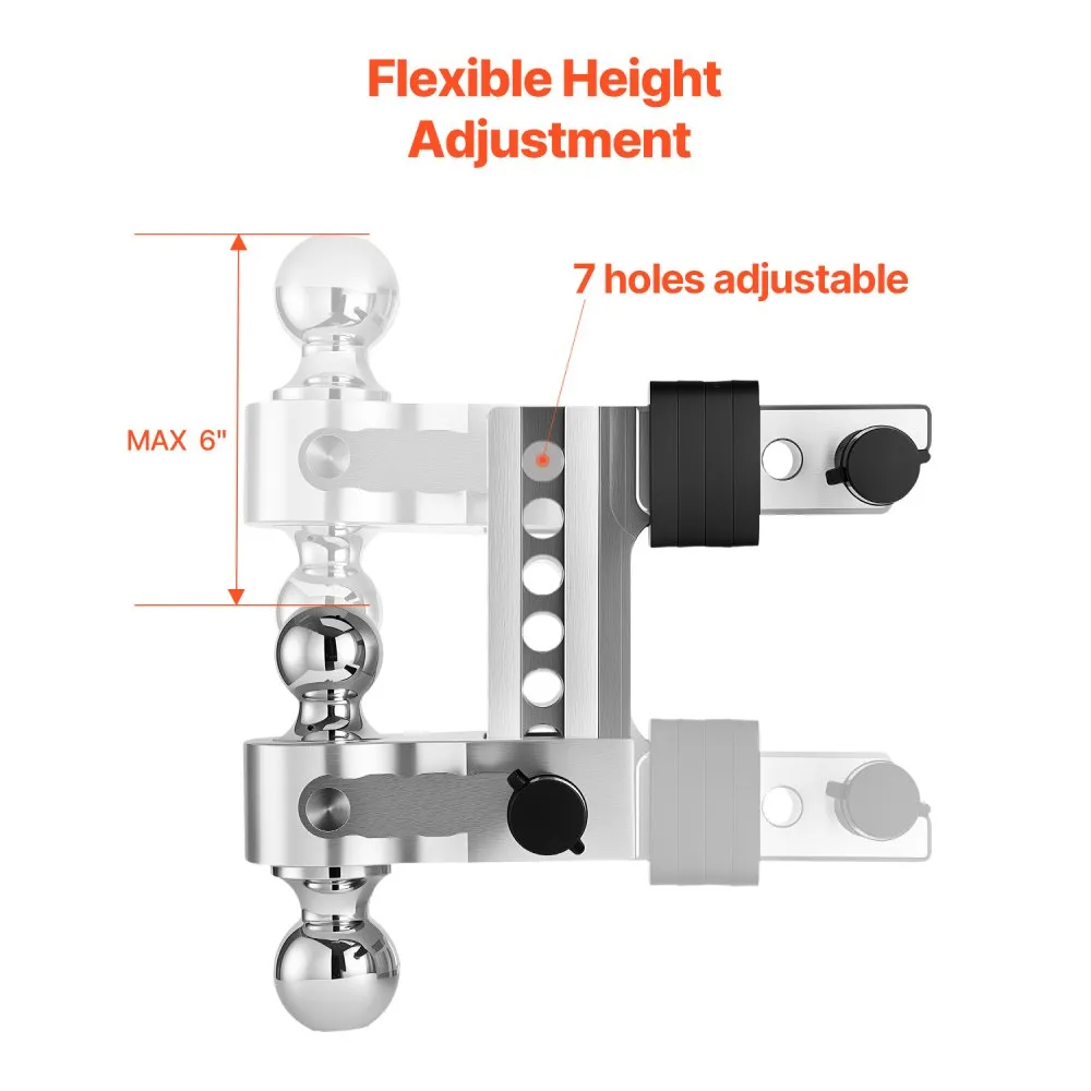 03016 VEVOR Ball Mount Hitch AL-2-drop6 2 Inch Rec detail photo 4