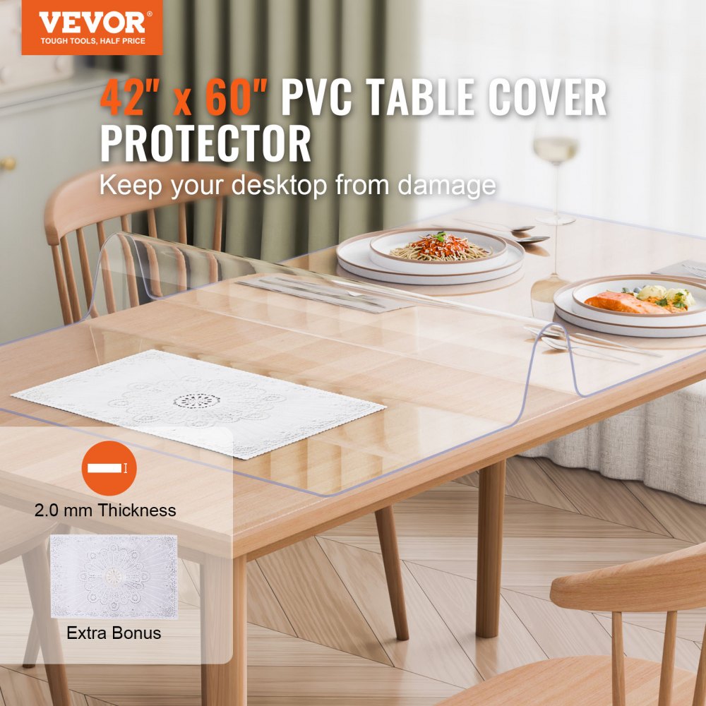 02576 Clear PVC Table Mat Protector Transparent De detail photo 2