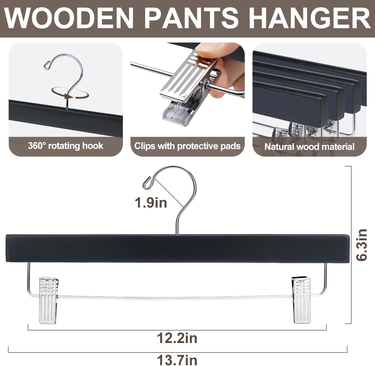 02887 BAGAE HangerClip 20-Pack Black Pant and Skir detail photo 2