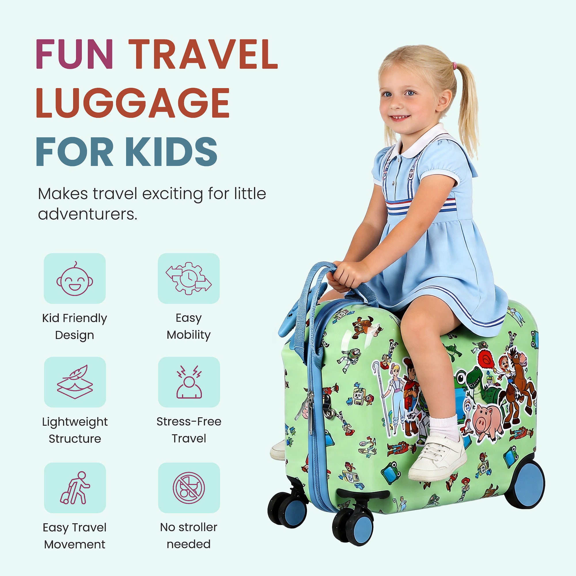 Bioworld Toy Story Kids Ride-On Luggage Case Green Storage Bag detail photo 7