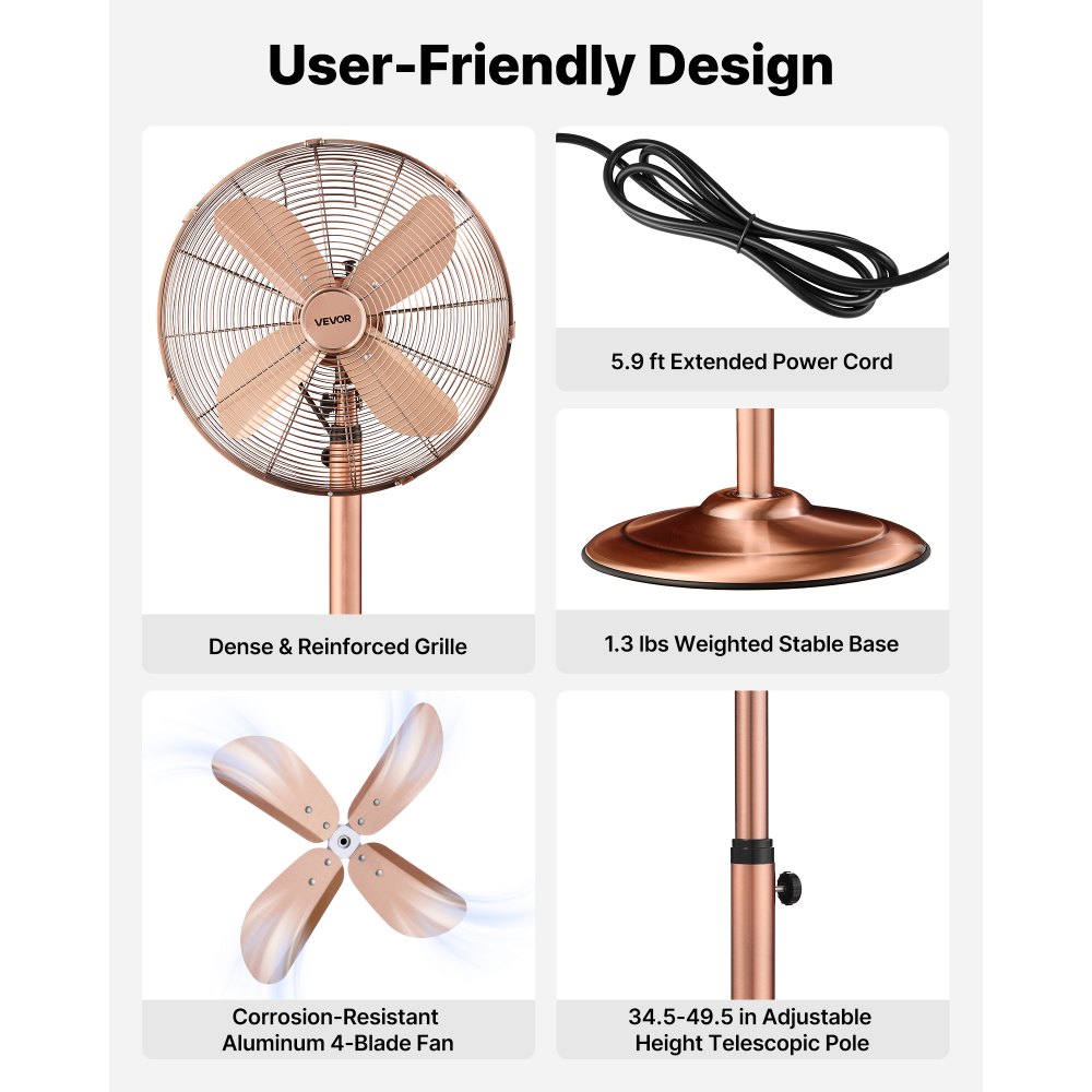 02955 VEVOR 16-Inch Metal Pedestal Fan FS-40M — Co detail photo 5