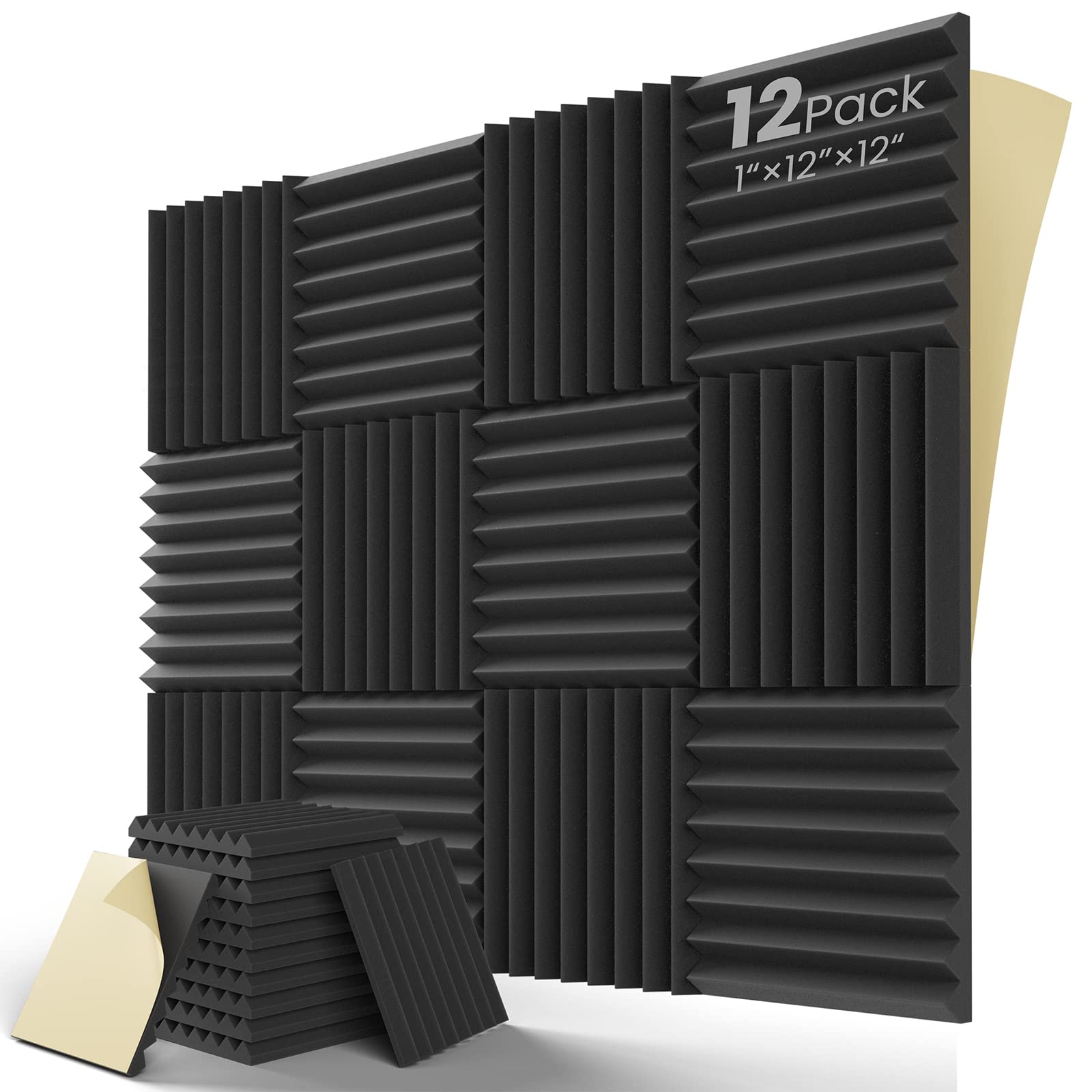 03319 WVOVW Acoustic Foam Panels 12 Pack Self-Adhe, stock photo — view 1