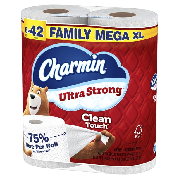 Charmin Ultra Strong Family Mega XL Toilet Paper 6 Rolls Box, stock photo — view 1