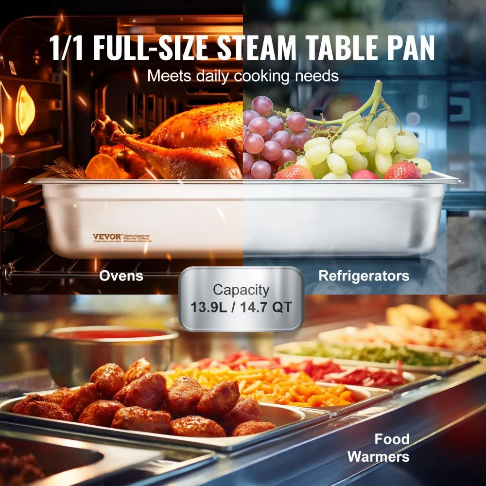 03018 VEVOR Stainless Steel Hotel Pan GN Pan With detail photo 3