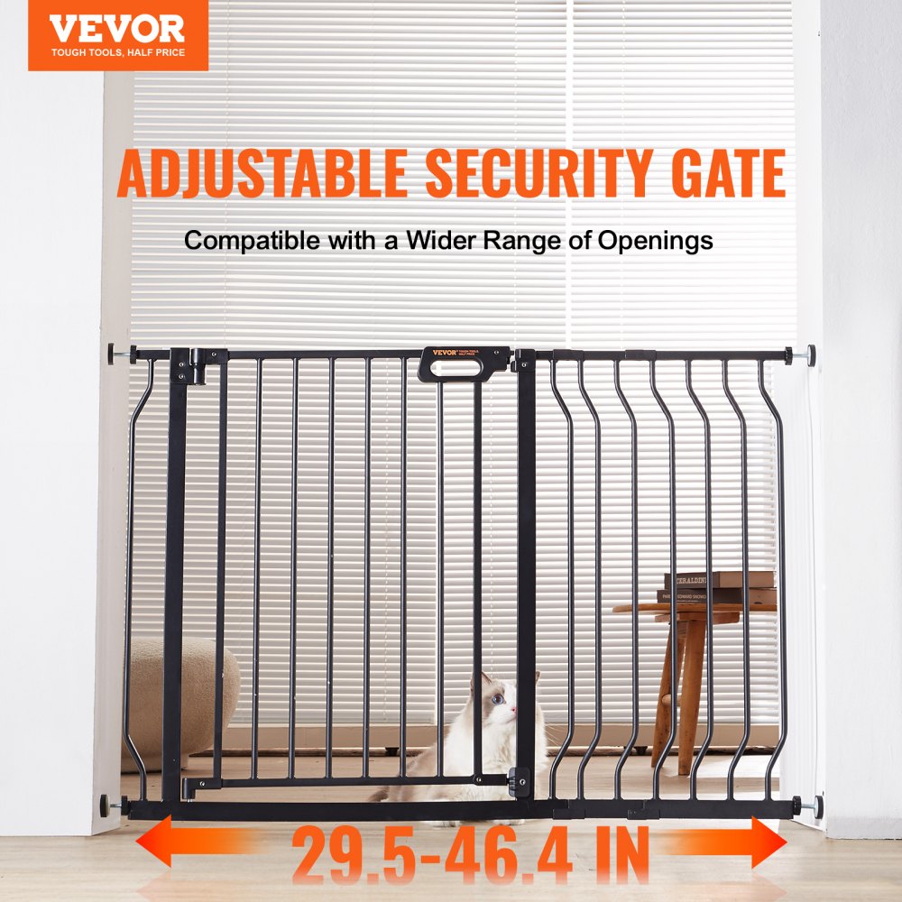 MLBER Child Safety Door Barrier Model DR003-61230-B Black Metal Gate detail photo 2