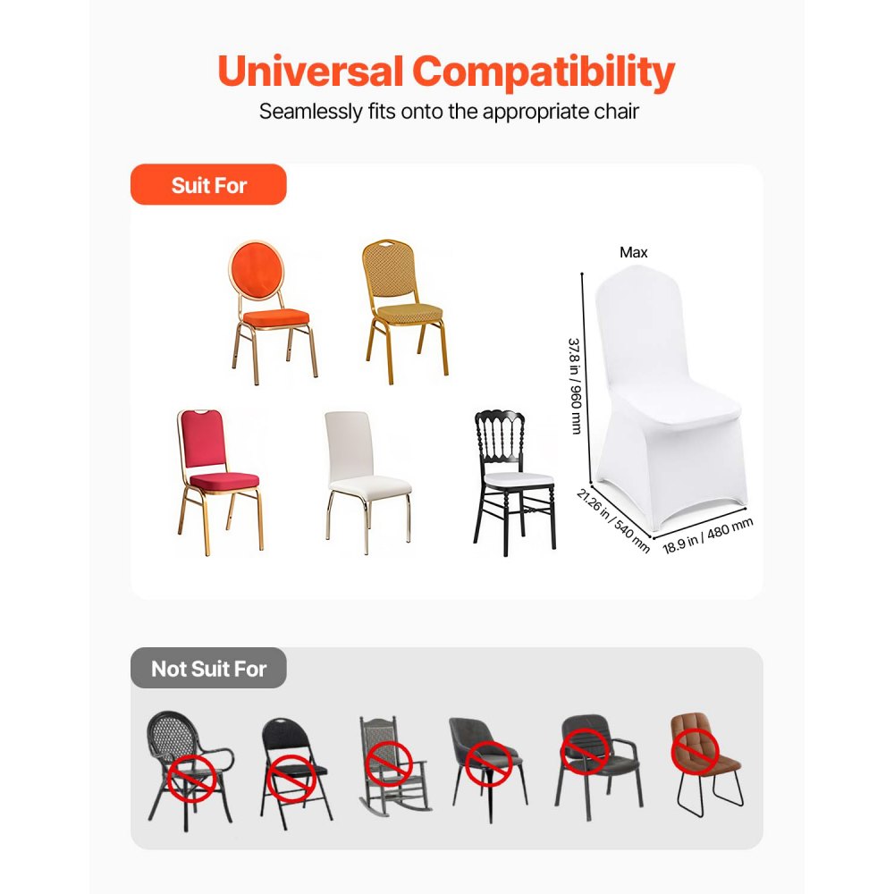 02947 VEVOR White Spandex Banquet Chair Covers — Q detail photo 4