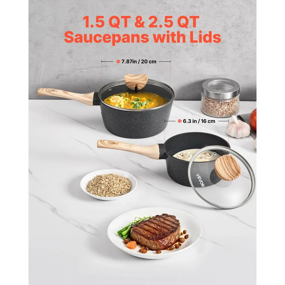 02570 VEVOR Granite Sauce Pan S-LY-01 with Wood-Gr detail photo 2