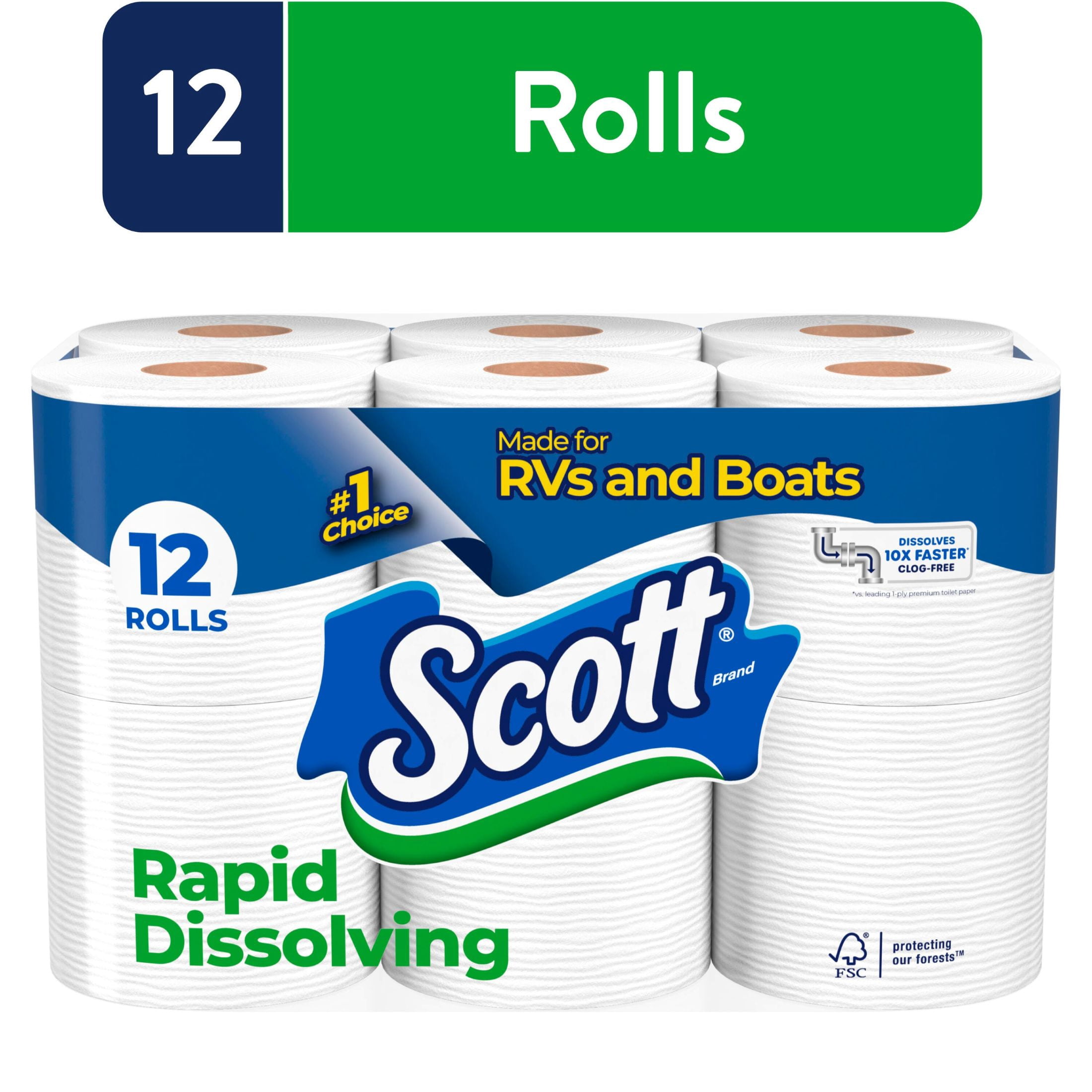 03301 Scott Rapid Dissolving Toilet Paper Double R, stock photo — view 1