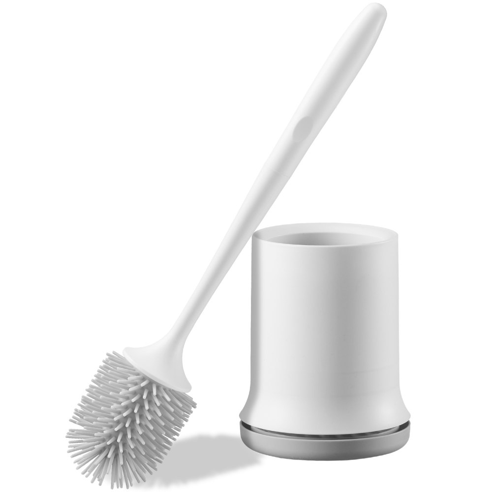 Stainless Steel Toilet Brush Holder Set with Splash Guard Lid Housing, stock photo — view 1