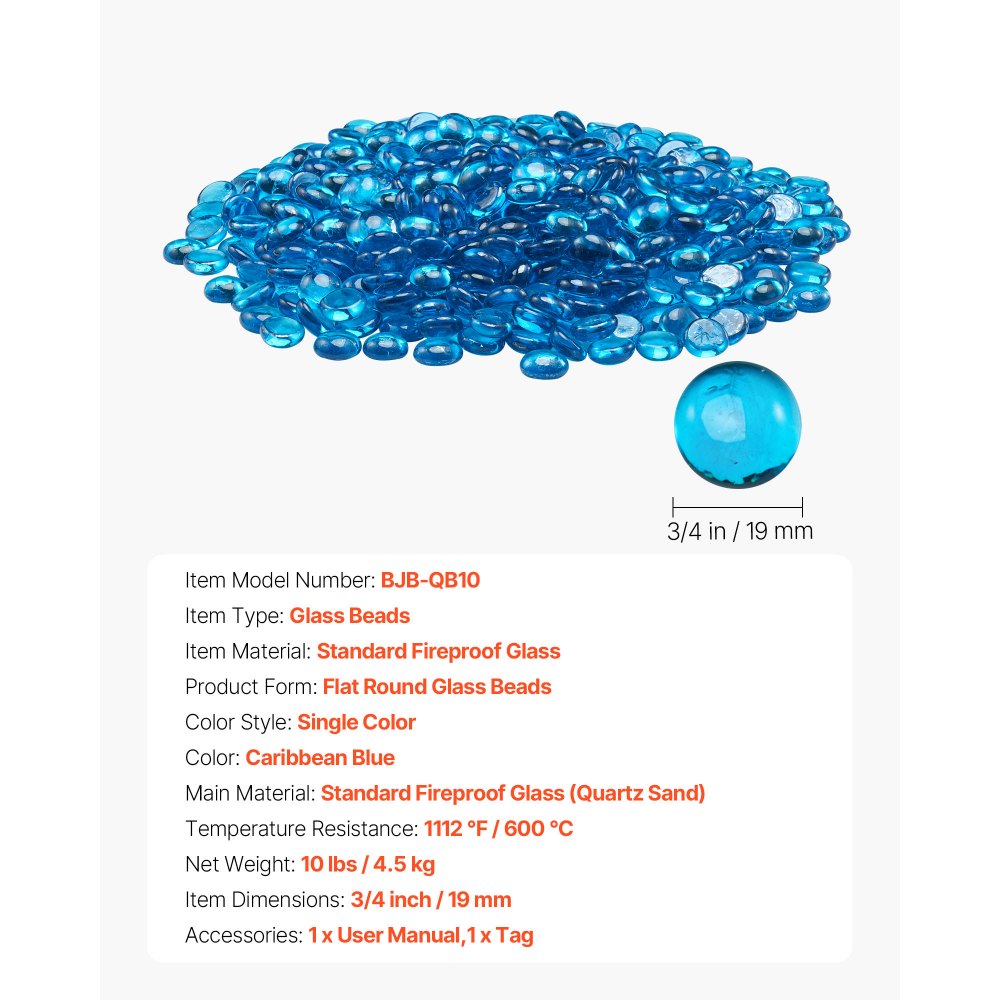 02924 VEVOR 10 lbs Blue Reflective Fire Glass Pit detail photo 7