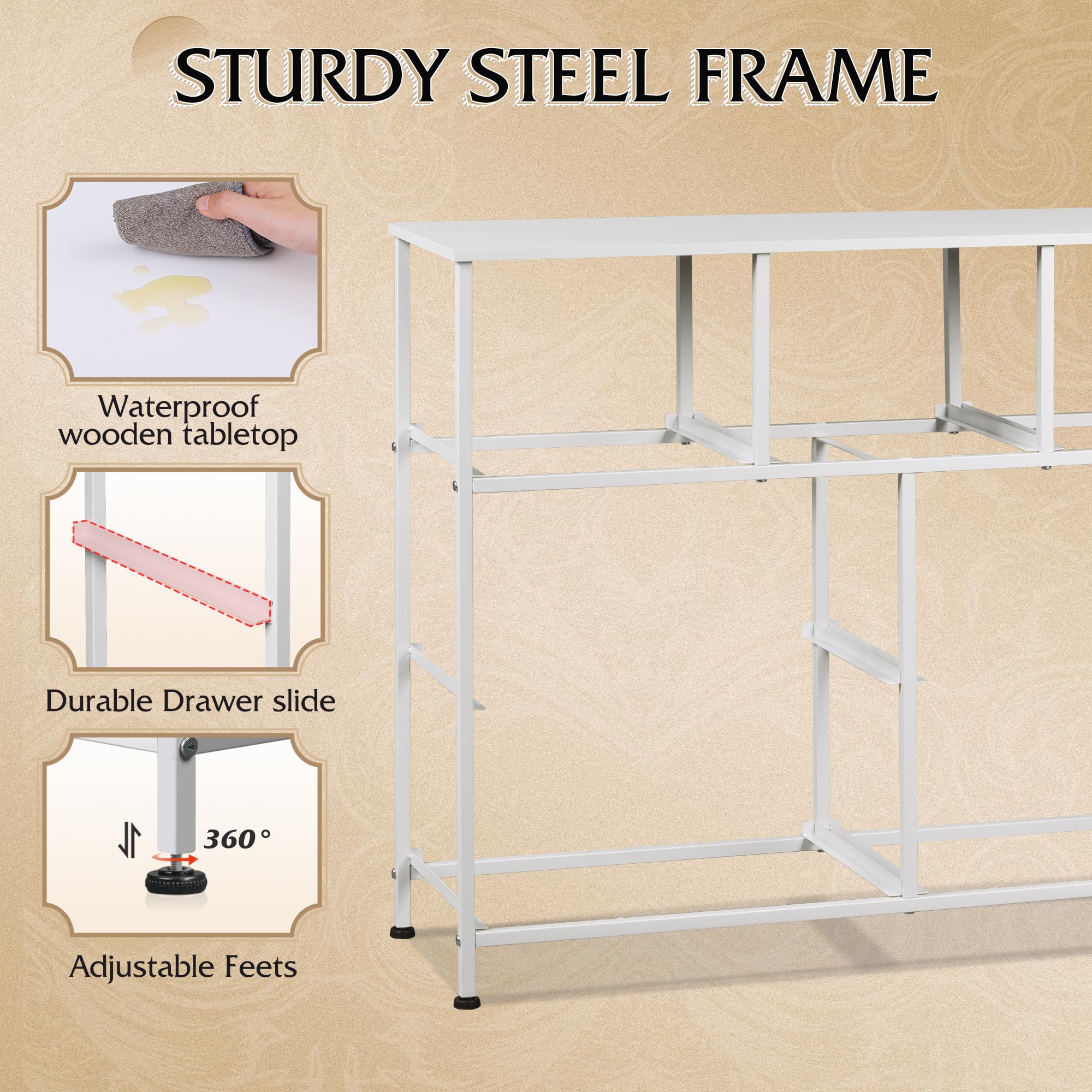 WLIVE 7-Drawer Dresser Tower Storage Cabinet White Fabric Bins detail photo 17