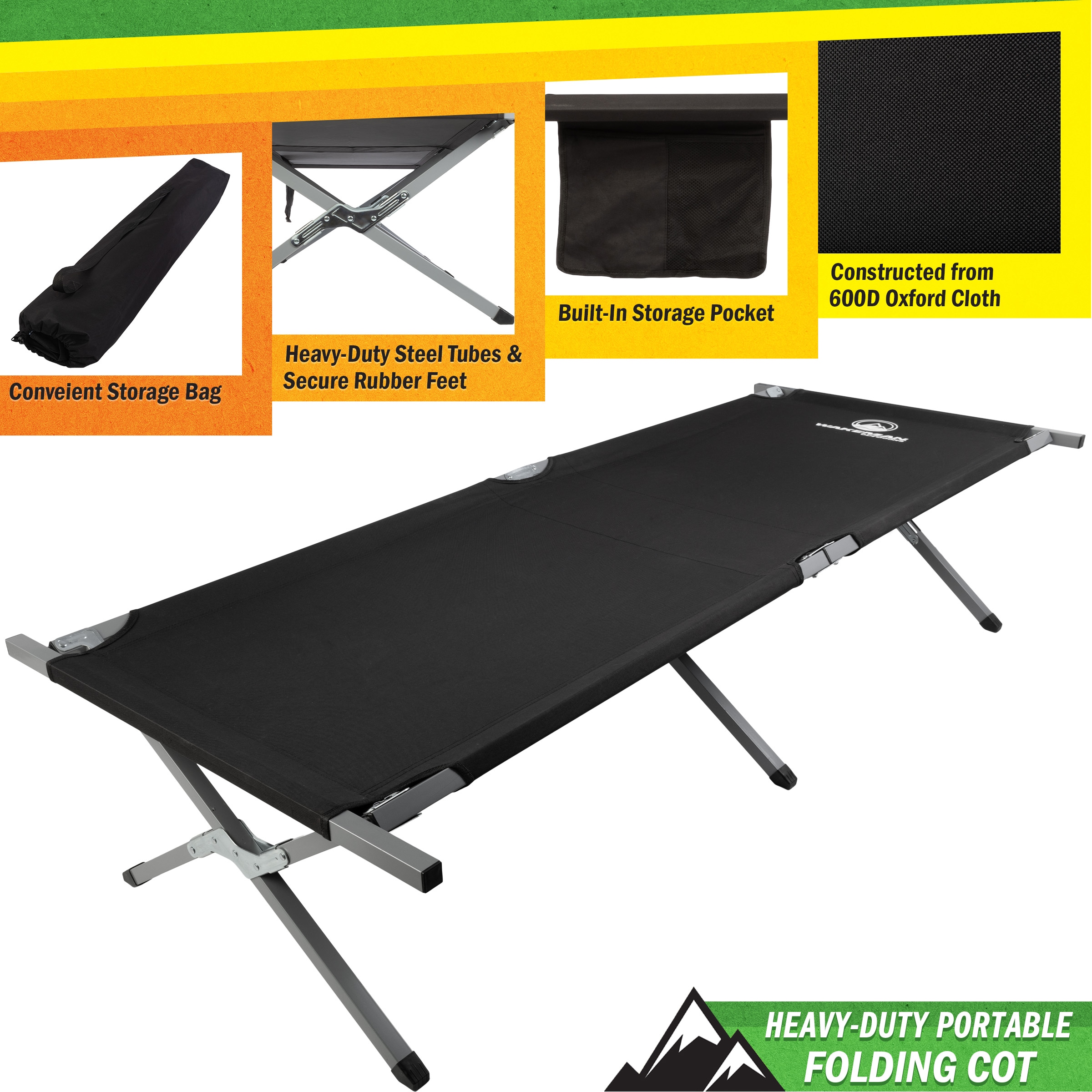 03461 Folding Camping Cot OC-XJC9651-BK Portable S detail photo 2
