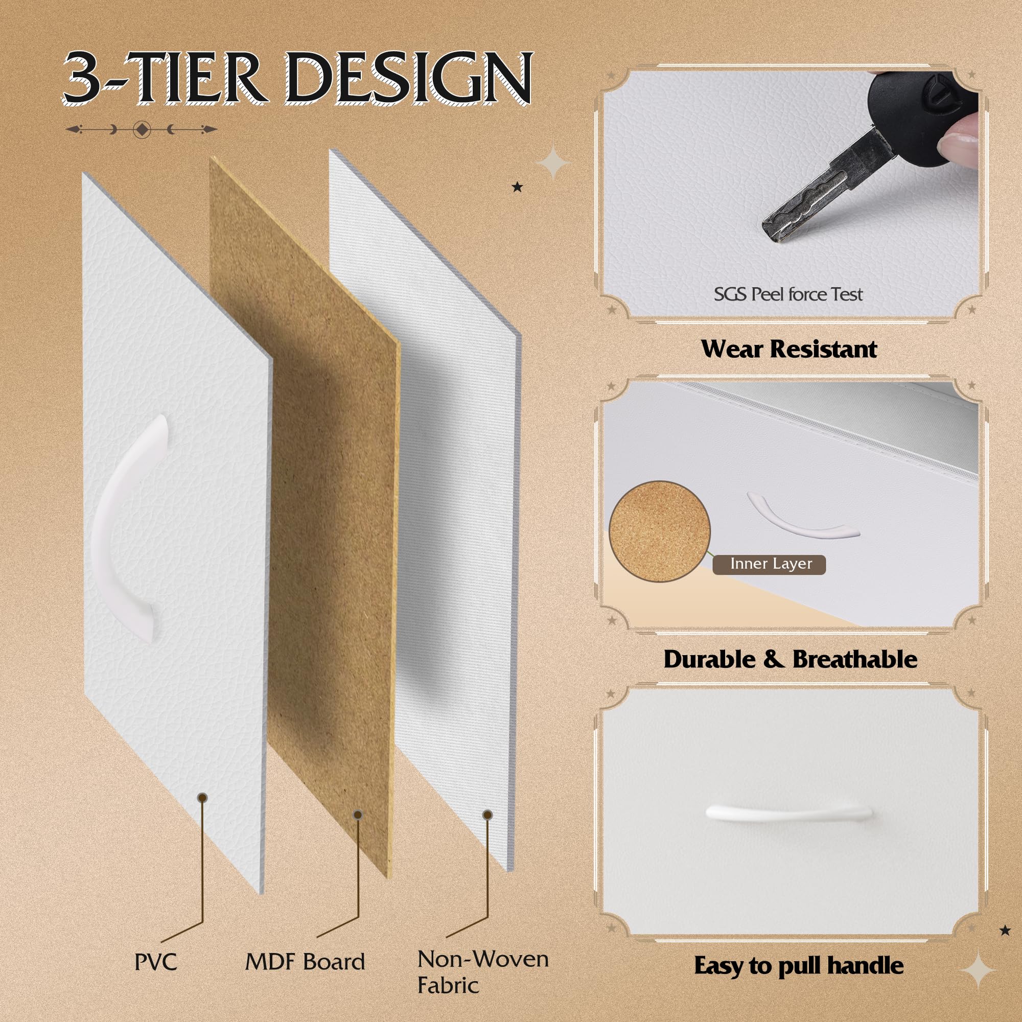 WLIVE 7-Drawer Dresser Tower Storage Cabinet White Fabric Bins detail photo 16