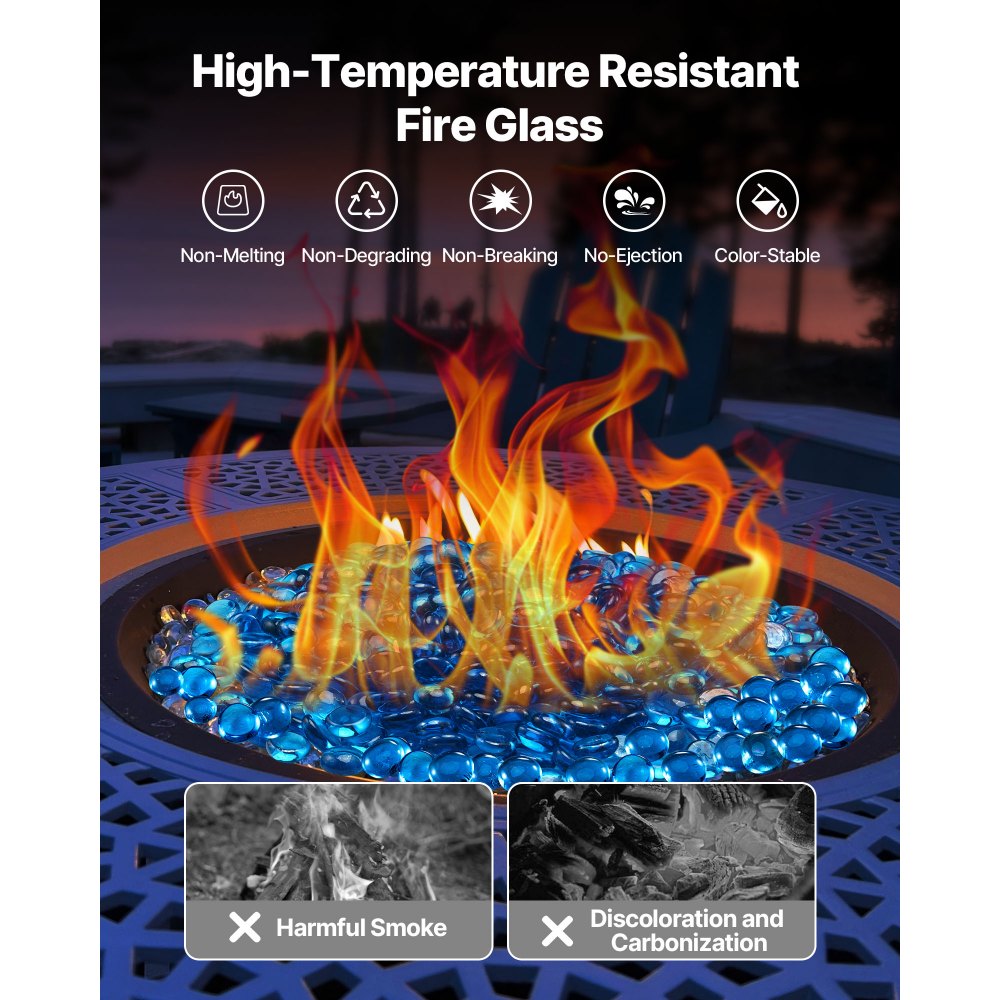 02924 VEVOR 10 lbs Blue Reflective Fire Glass Pit detail photo 3