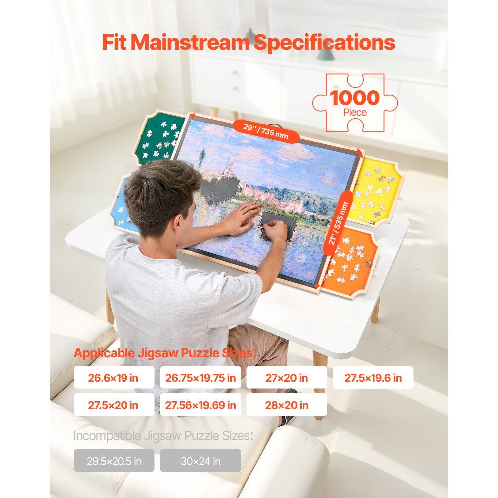 03510 Wooden Jigsaw Puzzle Board with Lazy Susan a detail photo 2
