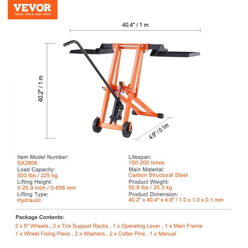 02963 VEVOR SX2806 500-Lb Hydraulic Lawn Mower Lif detail photo 7