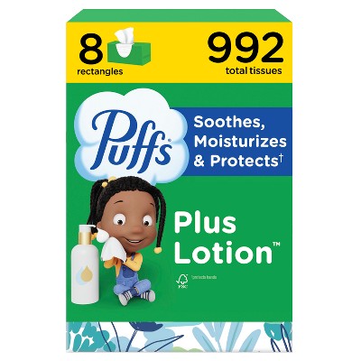 03437 Puffs Plus Lotion 3in1 Facial Tissues 8 Rect, stock photo — view 1