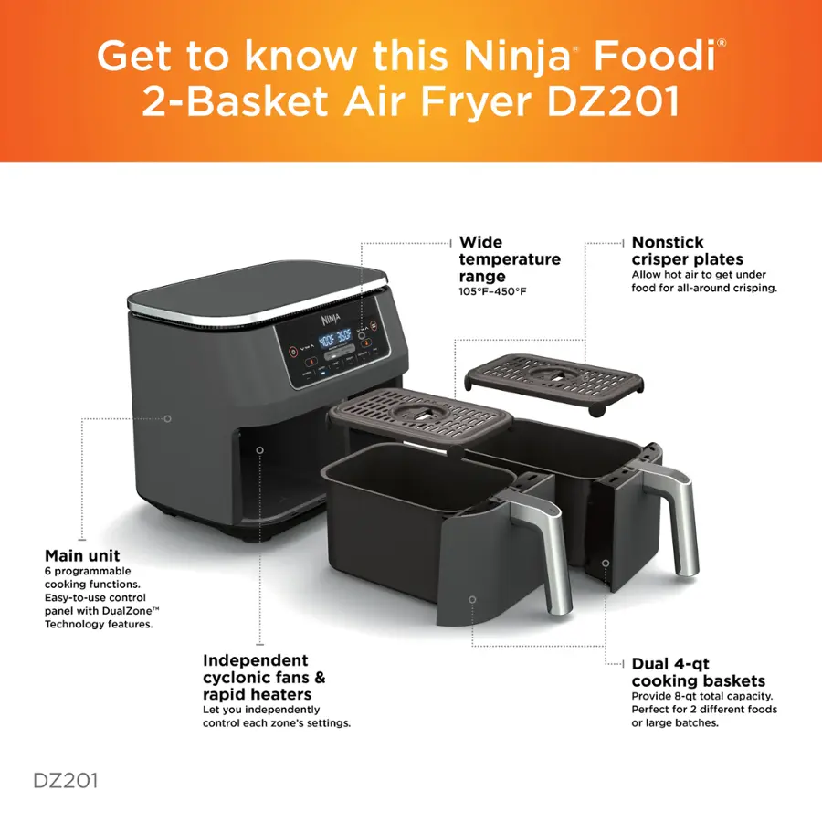 03453 Ninja Foodi AD-DZ Series 2-Basket Air Fryer, stock photo — view 1