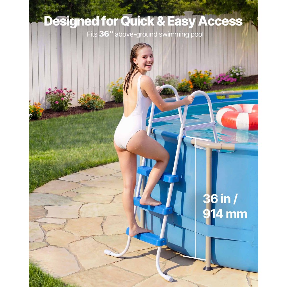 02615 VEVOR Above Ground Pool Ladder 3 Step Blue P detail photo 2