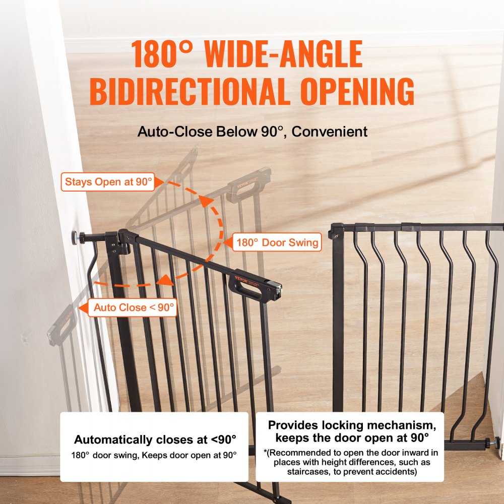 MLBER Child Safety Door Barrier Model DR003-61230-B Black Metal Gate detail photo 4