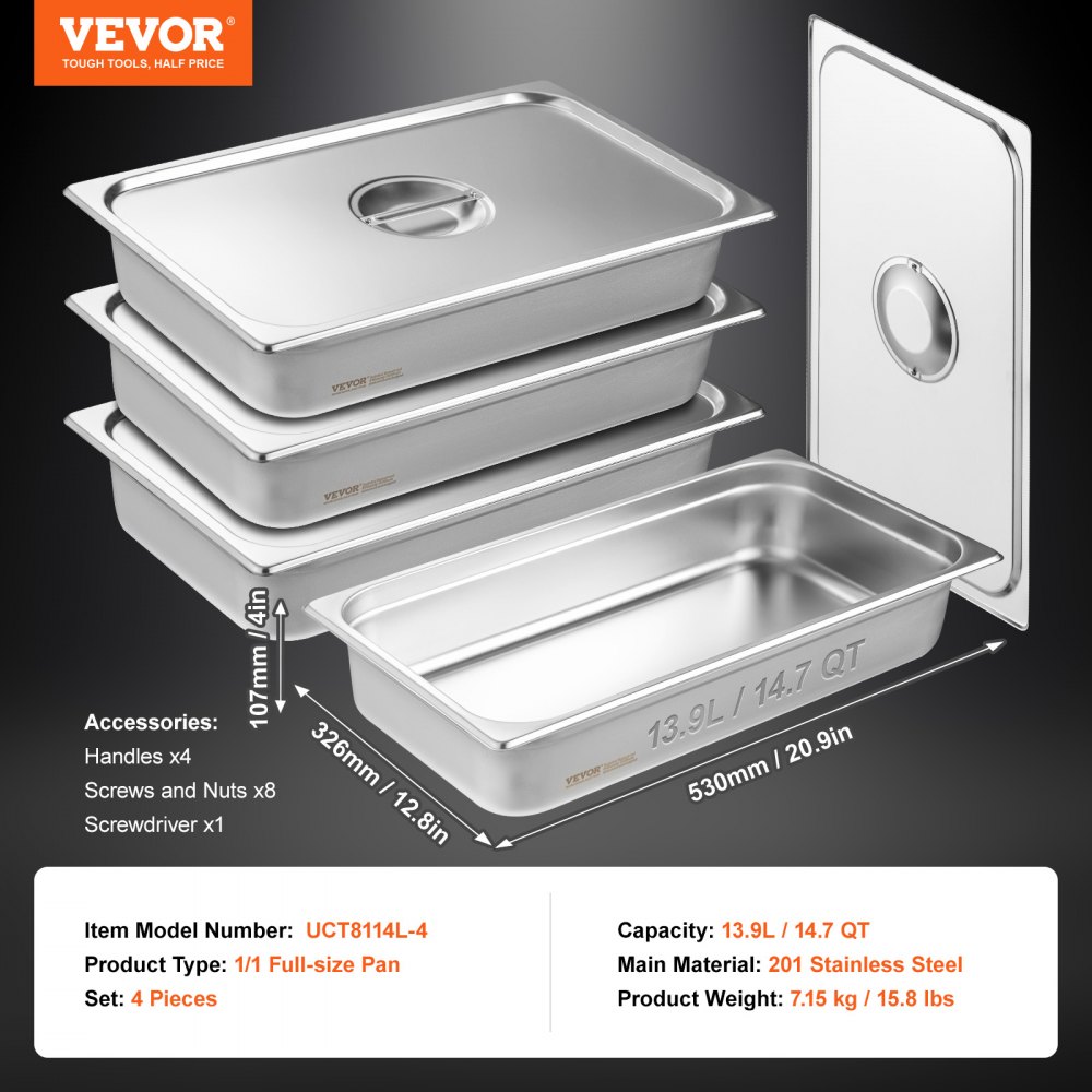 03018 VEVOR Stainless Steel Hotel Pan GN Pan With detail photo 7