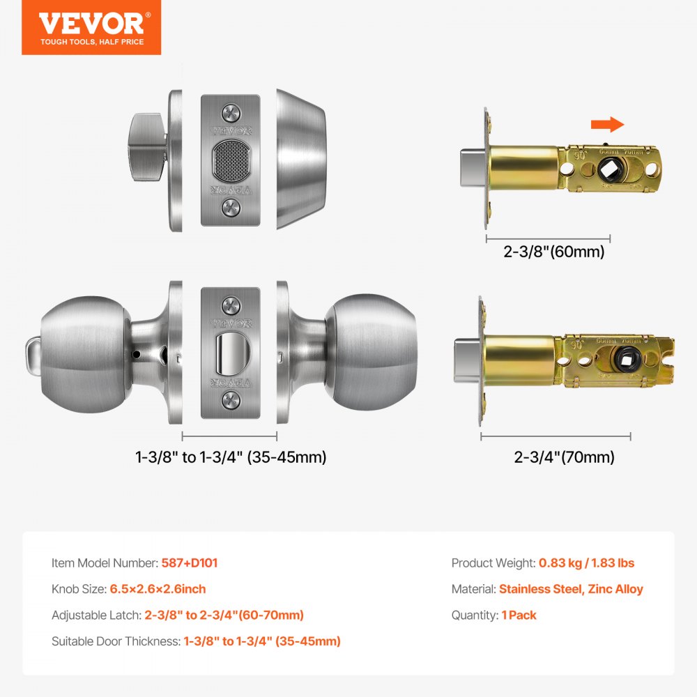 02934 VEVOR Door Lockset Model 587+D101 Keyed Entr detail photo 7