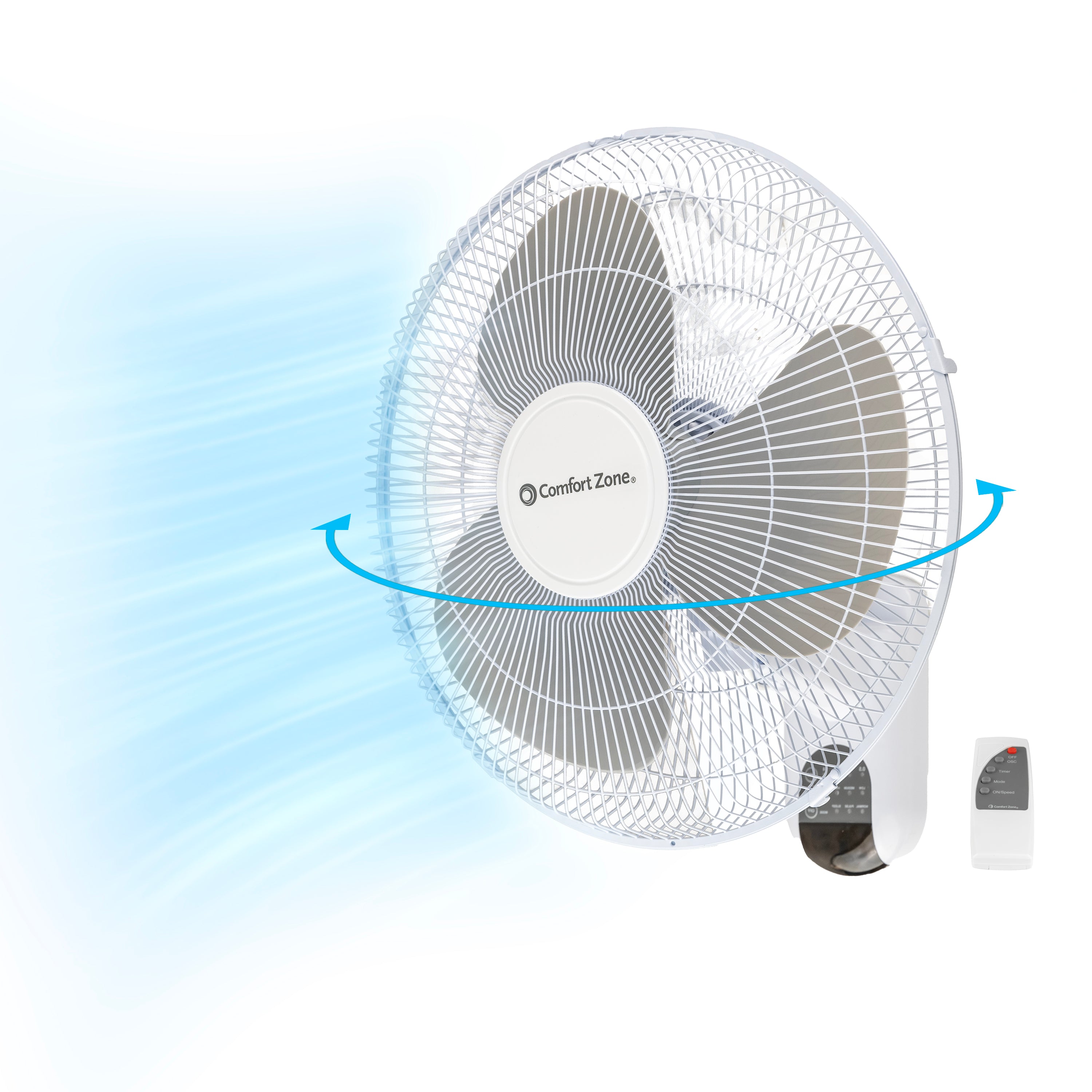 Comfort Zone CZ16WR Series Wall Mount Oscillating Fan with Remote Control, stock photo — view 1