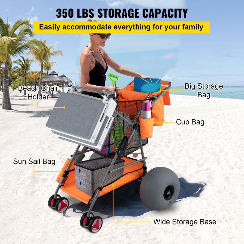 02561 VEVOR Orange Beach Cart with 12-Inch Balloon detail photo 4