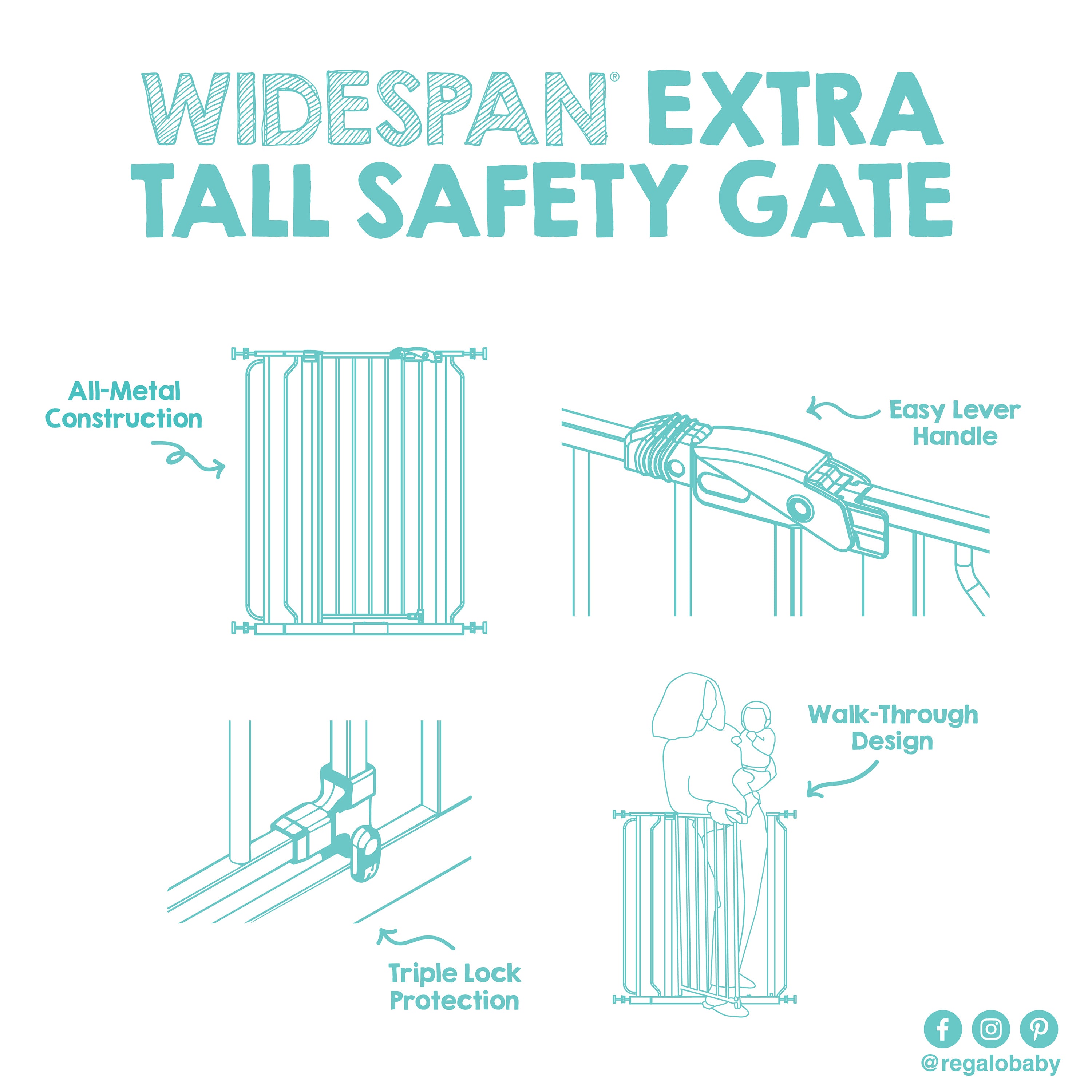 03438 Regalo Widespan Extra Tall Safety Gate Model detail photo 11